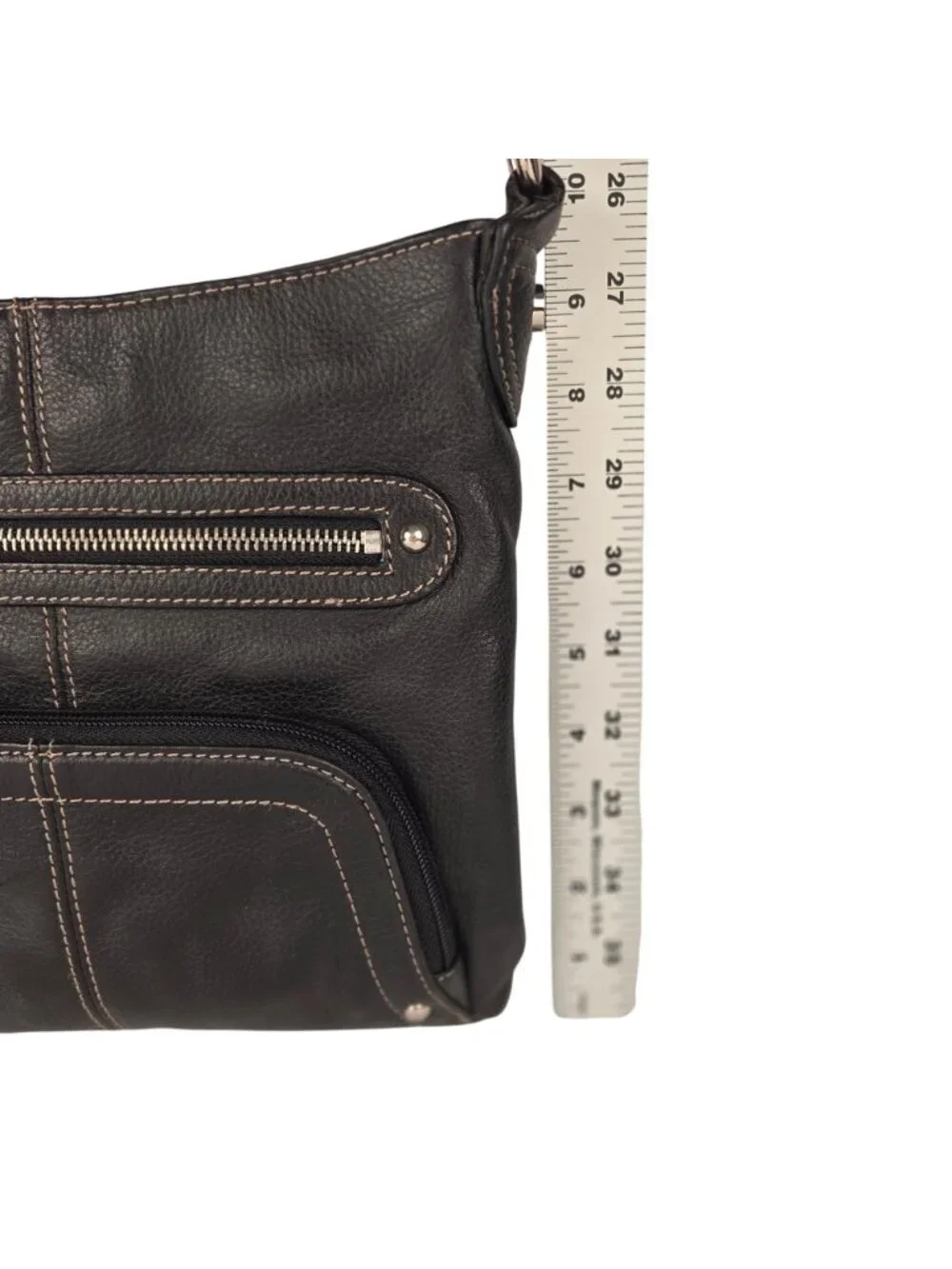 Tignanello Multi Pocket Organizer Crosssbody Bag Black Leather 10